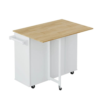 Multi-Functional Kitchen Island Cart with 2 Door Cabinet and Two Drawers