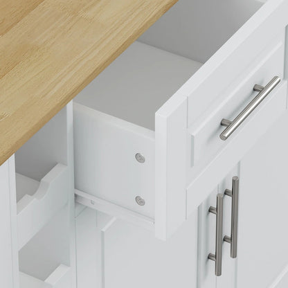 Multi-Functional Kitchen Island Cart with 2 Door Cabinet and Two Drawers