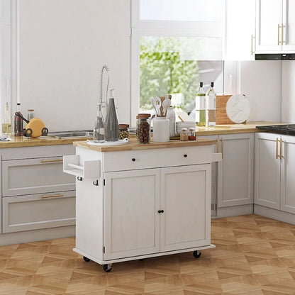 Rolling Kitchen Island with Storage on Wheels with Drawer
