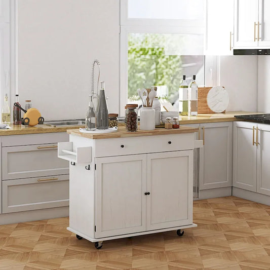 Rolling Kitchen Island with Storage on Wheels with Drawer