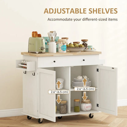 Rolling Kitchen Island with Storage on Wheels with Drawer