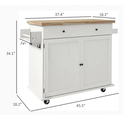 Rolling Kitchen Island with Storage on Wheels with Drawer