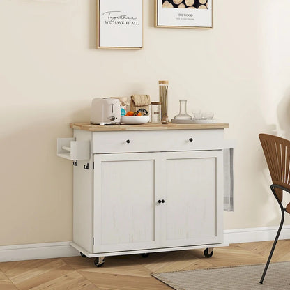 Rolling Kitchen Island with Storage on Wheels with Drawer