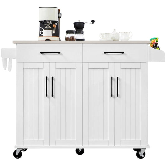 Yaheetech Large Kitchen Island Cart with Stainless steel tabletop