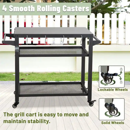 3-Shelf Outdoor Grill Table