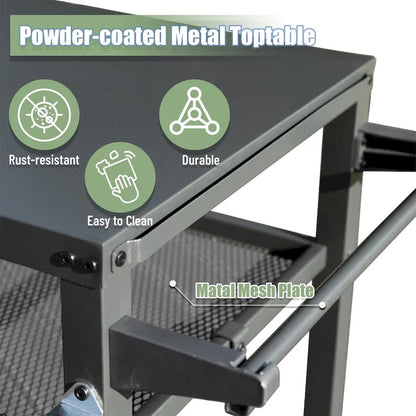 3-Shelf Outdoor Grill Table