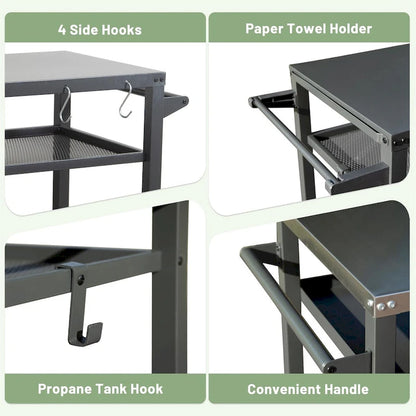 3-Shelf Outdoor Grill Table