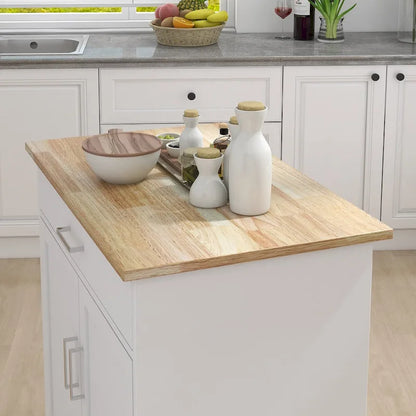 Kitchen Island Table/Buffet /Sideboard with Lockable Castors and Towel Rack