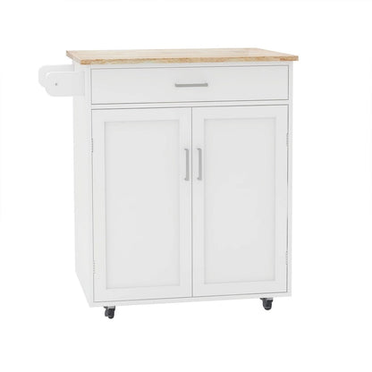 Kitchen Island Table/Buffet /Sideboard with Lockable Castors and Towel Rack