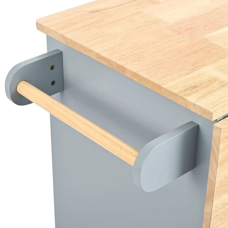 Kitchen Island Cart with Wheels ,Power Outlet, Drop Leaf, Wine Rack