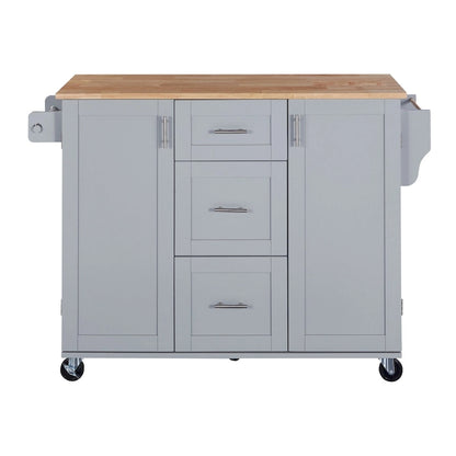 50 in. W Kitchen Island with 3 Drawer, 2 Slide-Out Shelf and Internal Storage Rack