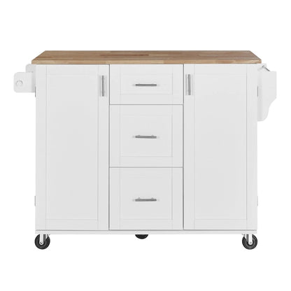 50 in. W Kitchen Island with 3 Drawer, 2 Slide-Out Shelf and Internal Storage Rack