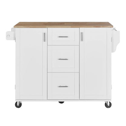 50 in. W Kitchen Island with 3 Drawer, 2 Slide-Out Shelf and Internal Storage Rack