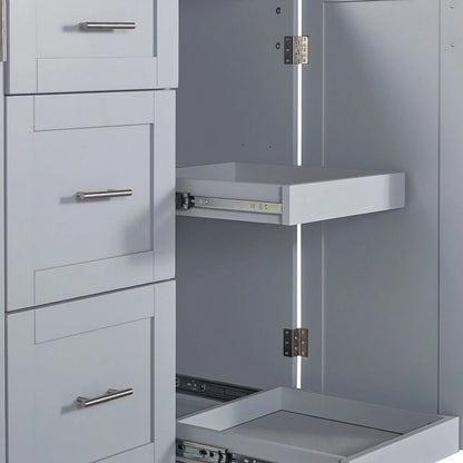 50 in. W Kitchen Island with 3 Drawer, 2 Slide-Out Shelf and Internal Storage Rack