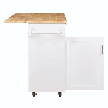 Kitchen Island with Rubber Wood Top, Spacious Drawer, Internal Storage Rack, Wheels