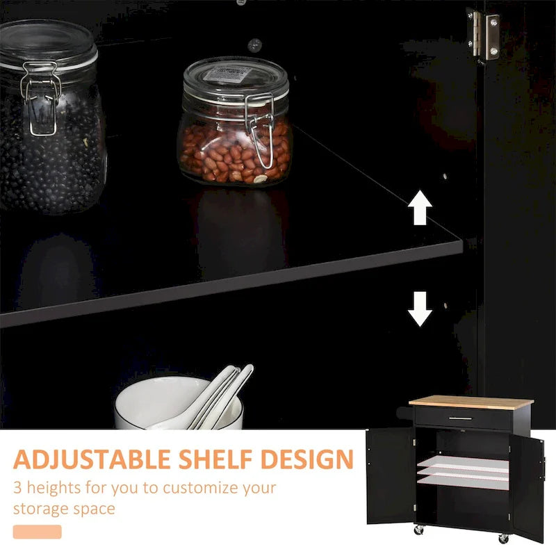 Kitchen Island Cart Rolling Trolley Cart with Drawer