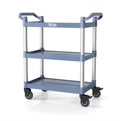 3 Tier Medium 390lbs Capacity Plastic Utility Cart with Wheels Grey