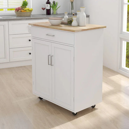 Kitchen Island Rolling Trolley Cart with Adjustable Shelves and Towel Rack - 32.68L * 17.72W * 36.02H