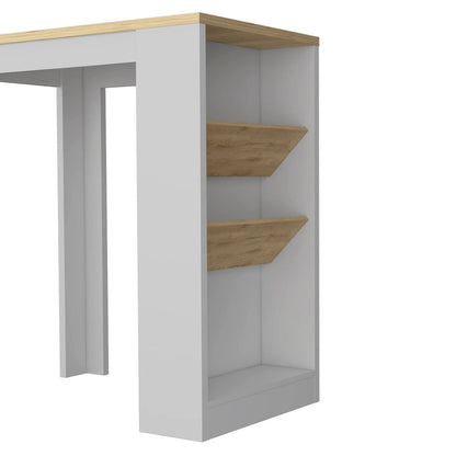 Kitchen Island Dozza, Three Shelves, Black Wengue / Light Oak Finish