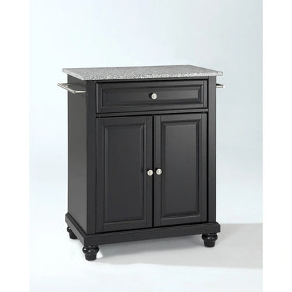 Crosley Cambridge Solid Granite Top Portable Kitchen Island in Black Finish - 18d x 31w x 35h