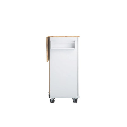 Kitchen Island Cart with Extensible Rubber Wood Top and Locking Wheels