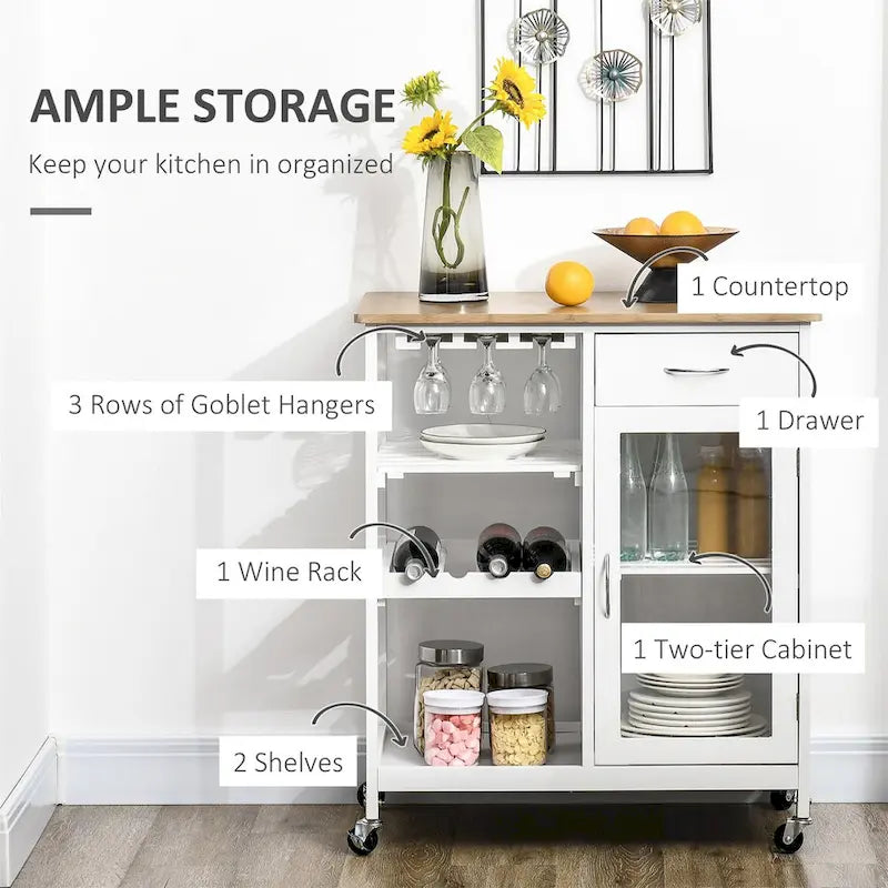 Rolling Kitchen Island with Storage