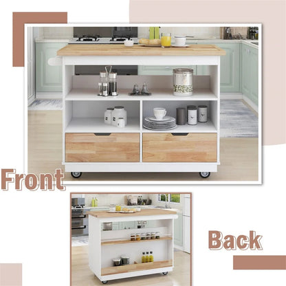 Two-sided Kitchen island Cart on Wheels by Harper&Bright Designs