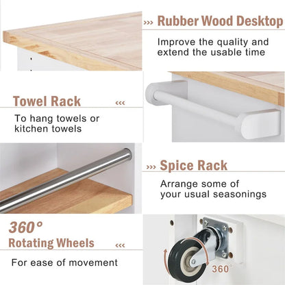 Two-sided Kitchen island Cart on Wheels by Harper&Bright Designs