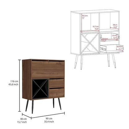 Prunus Bar Cabinet, One Cabinet, Two Drawers - N/A