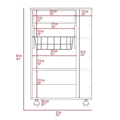 5-Shelf 1-Drawer Kitchen Cart White and Light Oak