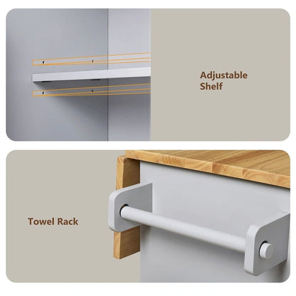 Rolling Kitchen Island Cart with Wheels , Drawer, Storage Racks