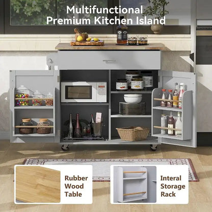 Rolling Kitchen Island Cart with Wheels , Drawer, Storage Racks