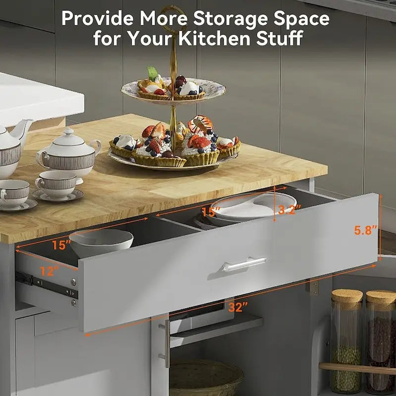 Rolling Kitchen Island Cart with Wheels , Drawer, Storage Racks