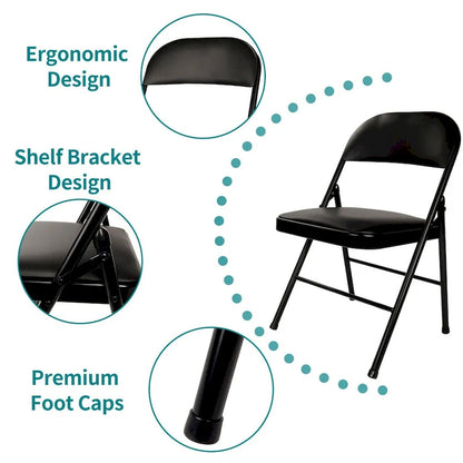 Javlergo 4 Pack Folding Chairs with Padded Cushion, Indoor Outdoor Portable Metal Chairs for Home Office