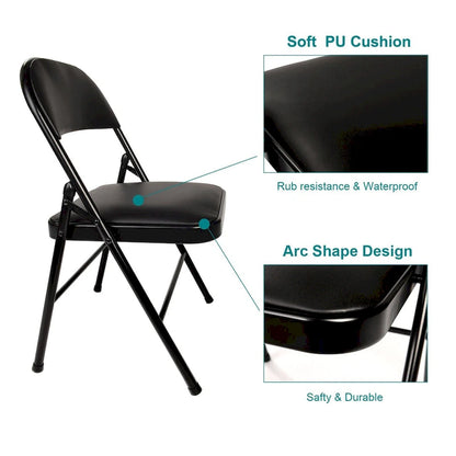 Javlergo 4 Pack Folding Chairs with Padded Cushion, Indoor Outdoor Portable Metal Chairs for Home Office