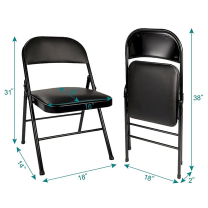 Javlergo 4 Pack Folding Chairs with Padded Cushion, Indoor Outdoor Portable Metal Chairs for Home Office