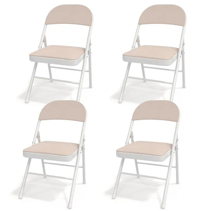 Javlergo 4 Pack Folding Chairs with Padded Cushion, Indoor Outdoor Portable Metal Chairs for Home Office