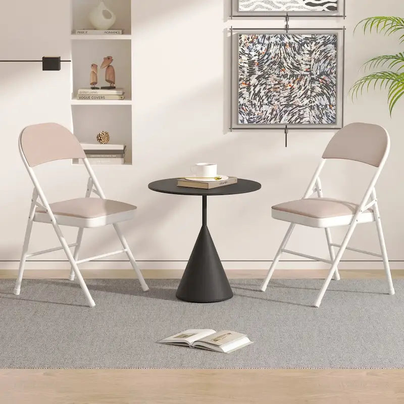 Javlergo 4 Pack Folding Chairs with Padded Cushion, Indoor Outdoor Portable Metal Chairs for Home Office