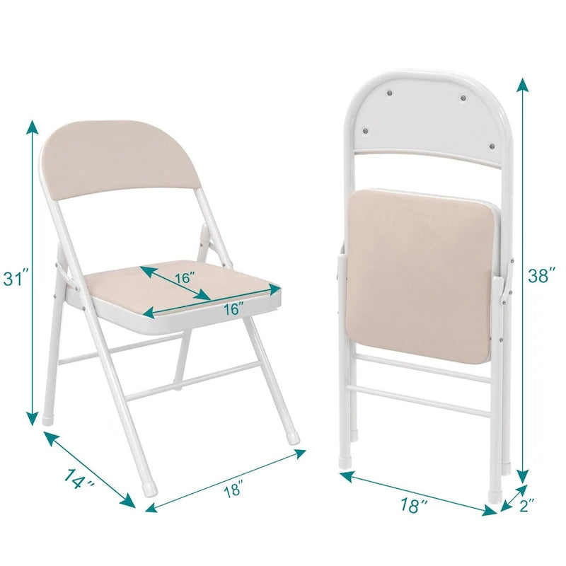 Javlergo 4 Pack Folding Chairs with Padded Cushion, Indoor Outdoor Portable Metal Chairs for Home Office