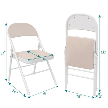 Javlergo 4 Pack Folding Chairs with Padded Cushion, Indoor Outdoor Portable Metal Chairs for Home Office
