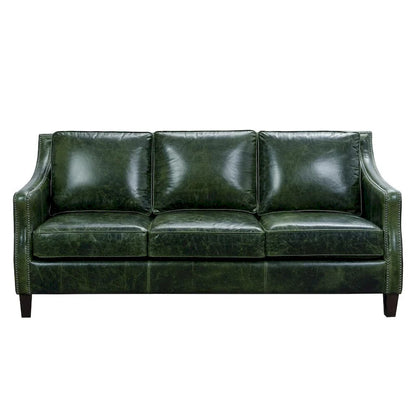 Essex Distressed Green Top Grain Leather Sofa and Chair Set