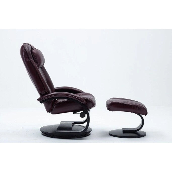 Top-grain Leather Swivel Recliner with Ottoman