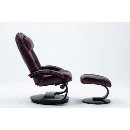 Top-grain Leather Swivel Recliner with Ottoman