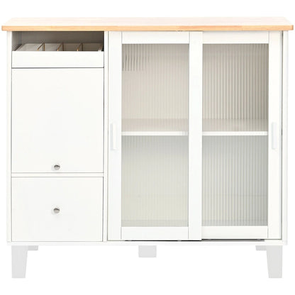 Kitchen Island with Drop Leaf, LED Light