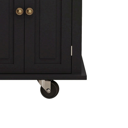 43.31 in. Kitchen Island Cart with 2 Cabinets and Spice Rack