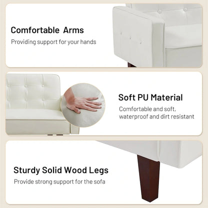 Sofa Bed, Futon Couch Bed, Faux Leather Love Seats Sofa Futons, Loveseat Sleeper Bed For Living Room, Guest