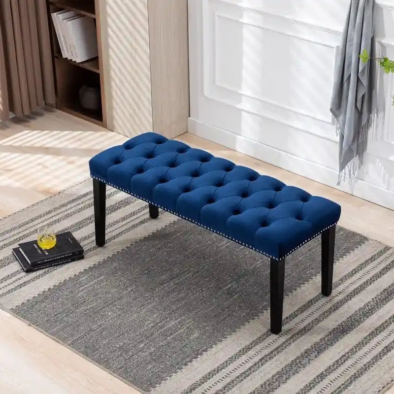 45.28 L Velvet Upholstered Tufted Bench Ottoman