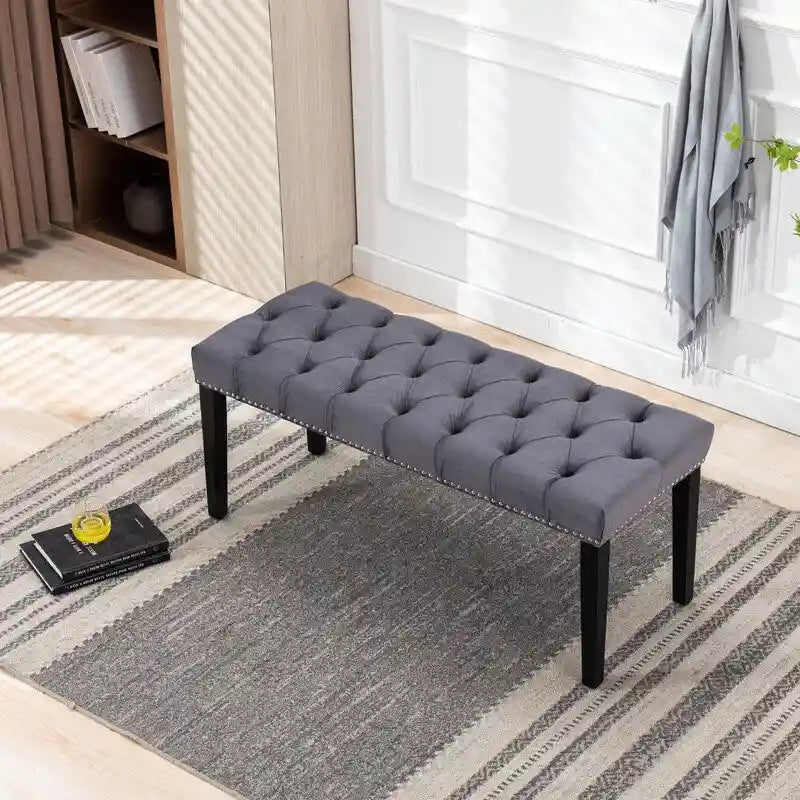 45.28 L Velvet Upholstered Tufted Bench Ottoman