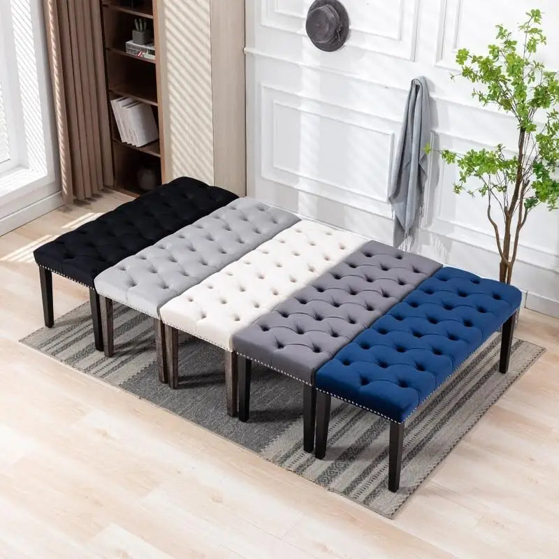 45.28 L Velvet Upholstered Tufted Bench Ottoman