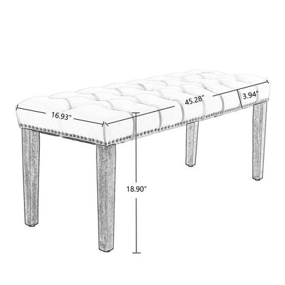 45.28 L Velvet Upholstered Tufted Bench Ottoman